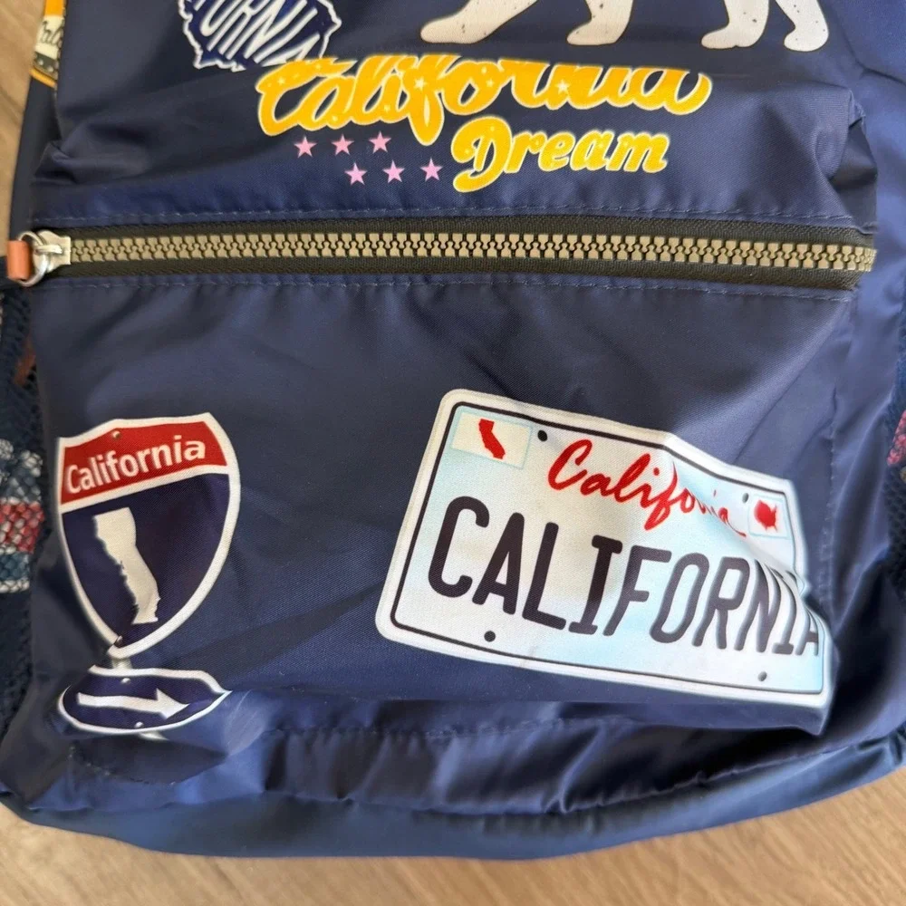 Robin Ruth California Republic Navy Blue Nylon Backpack Laptop Sleeve Souvenir